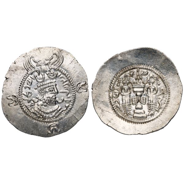 Tokharistan. Yabghus of Balkh. Silver Drachm (4.12 g), mid 6th-early 7th Century.