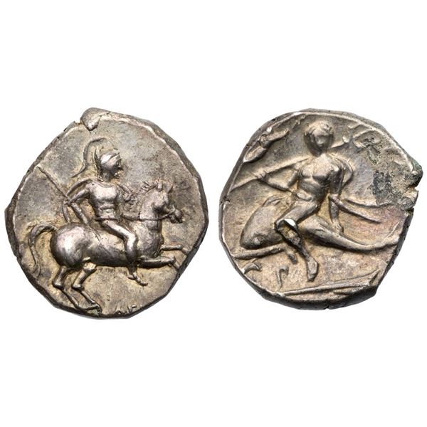 Calabria. Tarentum. Silver Didrachm (6.37 g), ca. 272-235 BC.