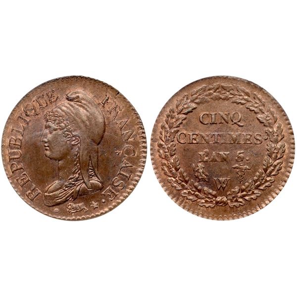Directory. AE 5 Centimes, L’An 5 (1796/7) W.