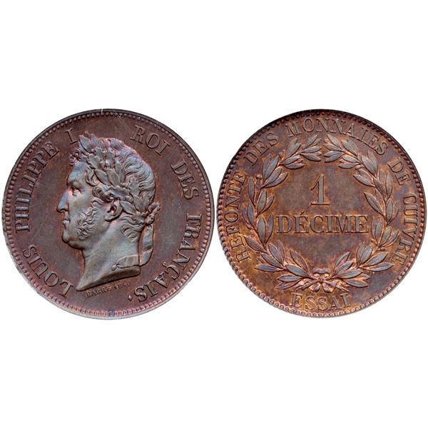 Louis Philippe (1830-1848). Essai 1 Decime, 1840.