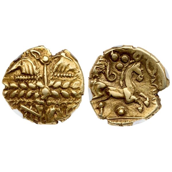 Celtic Britain. Trinovantes and Catuvellauni. Uninscribed. Gold Stater (5.83 g), ca. 55-50 BC.
