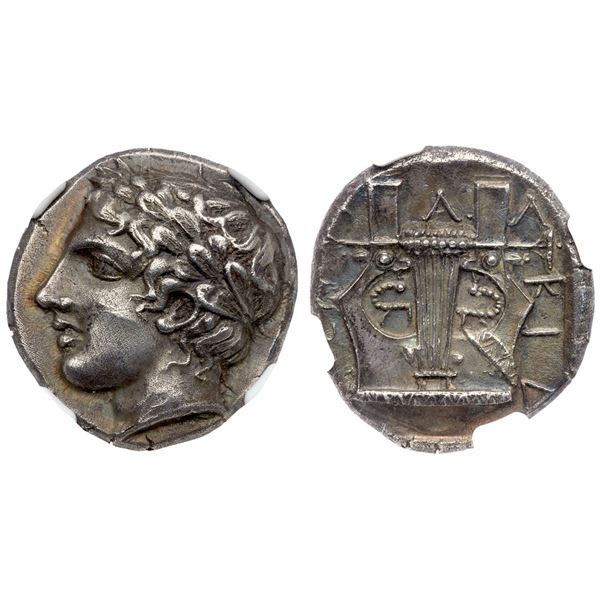 Macedon. Chalkidian League. Silver Tetradrachm (14.31 g), ca. 390 BC.