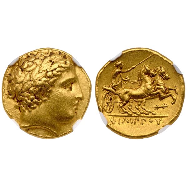 Macedon Kingdom, Pella. Philip II ca. 359-336 BC. Gold Stater (8.58 g), Early posthumous issue.