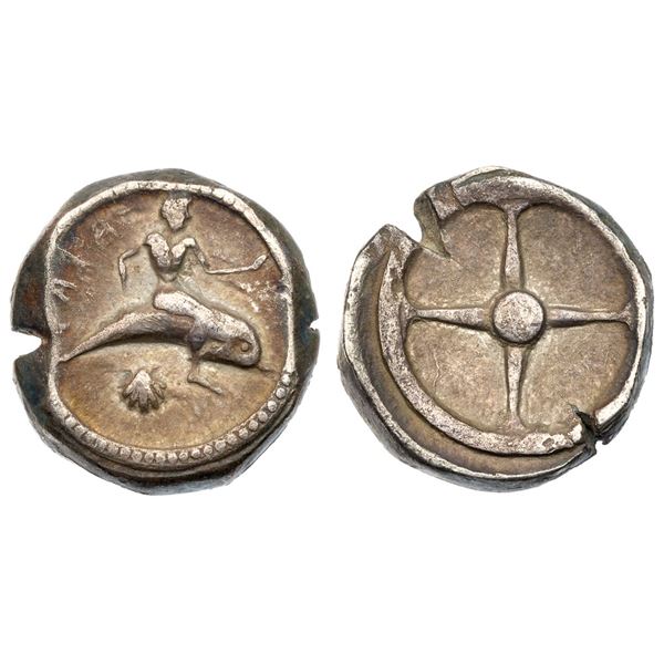 Calabria. Tarentum. Silver Didrachm (7.86 g), ca. 480-470 BC.
