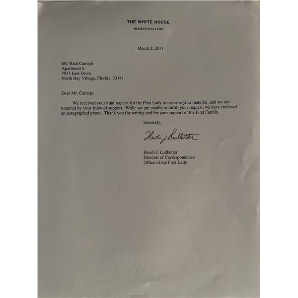 Howli J. Ledbetter facsimile signed letter