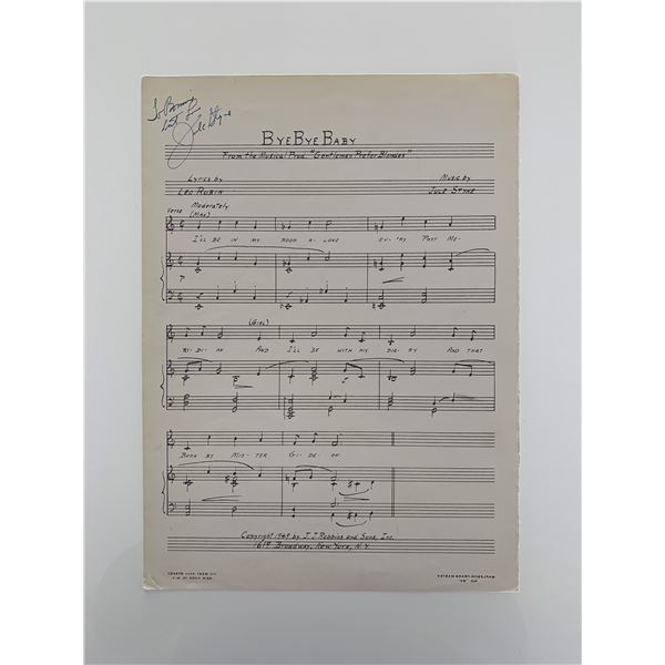 Bye Bye Baby Jule Styne signed lyrics