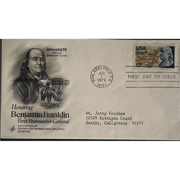 Benjamin Franklin Postmaster-General FDC