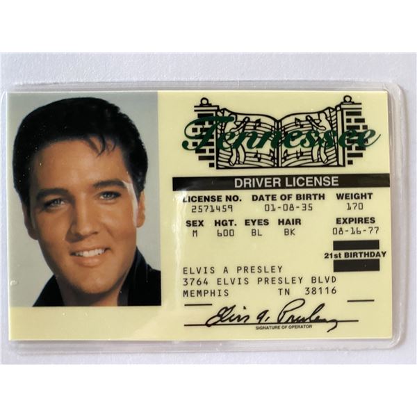 Elvis Presley replica driver's license