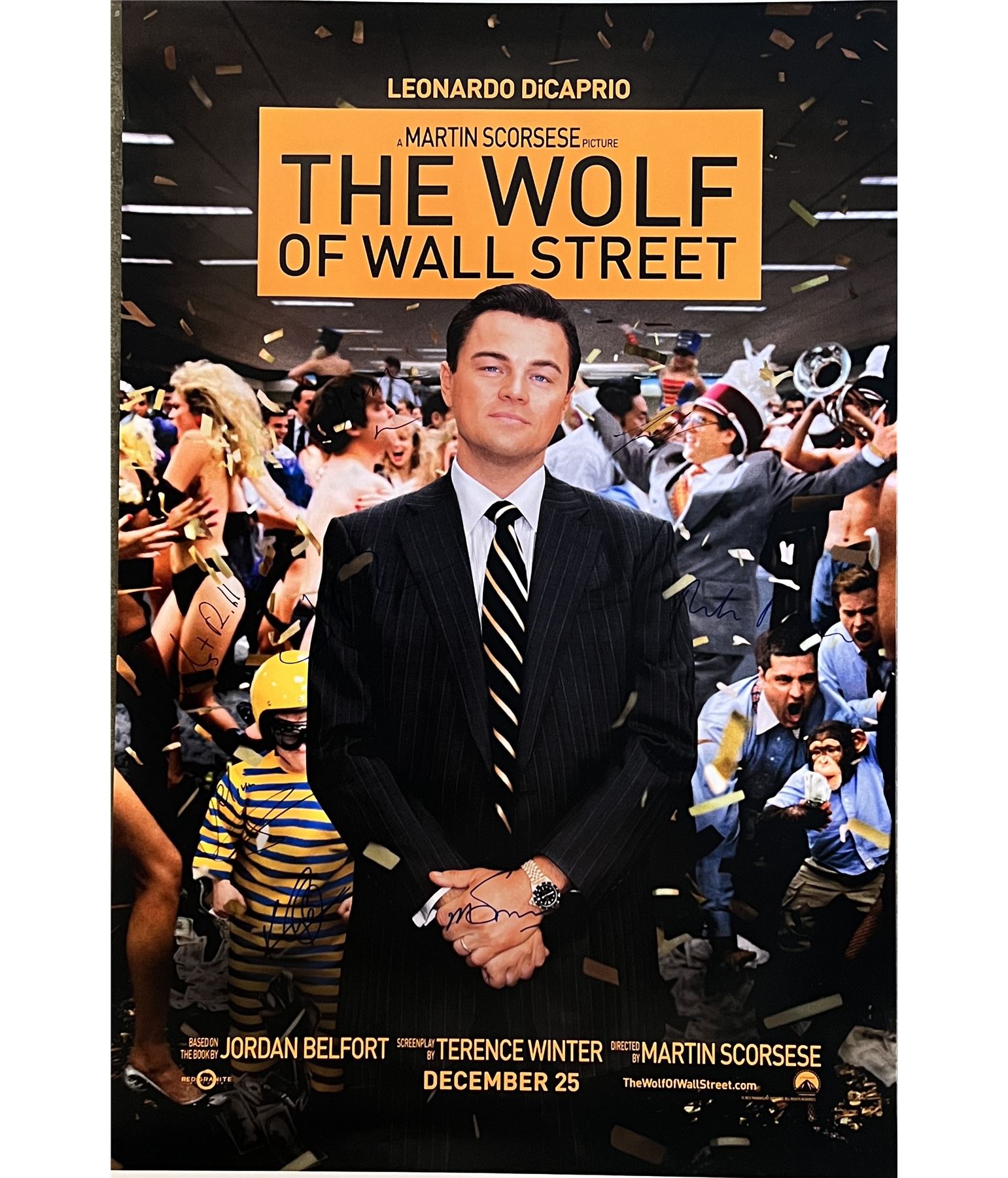Wolf of Wall Street cast signed movie poster