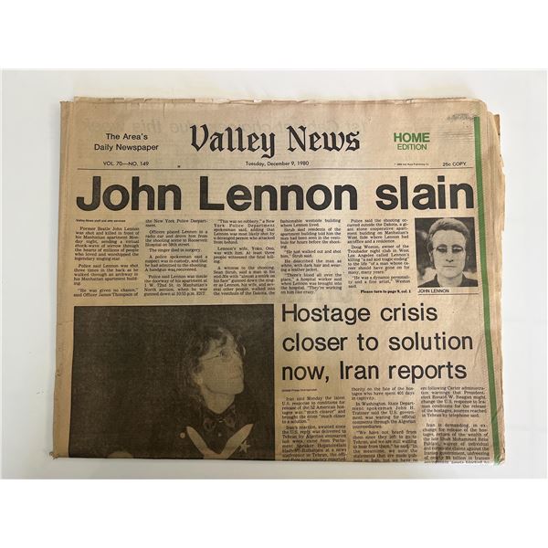 John Lennon's Slain 1980 Newspaper