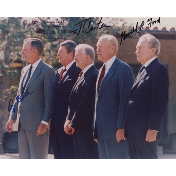 4 American Presidents signed photo. GFA Authenticated