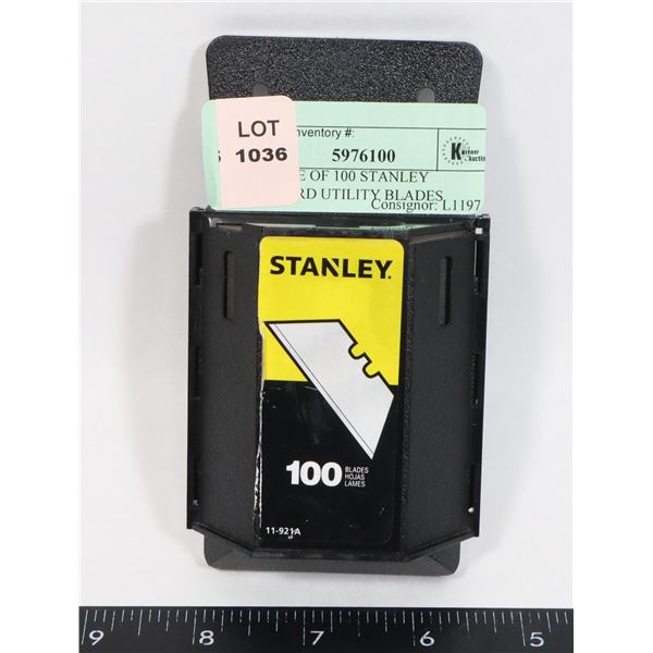 PACKAGE OF 100 STANLEY STANDARD UTILITY BLADES