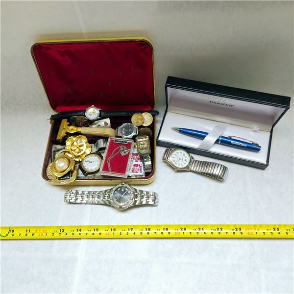 -VINTAGE SMALLS LOT WATCHES US CDN DOLLAR BILLS X4