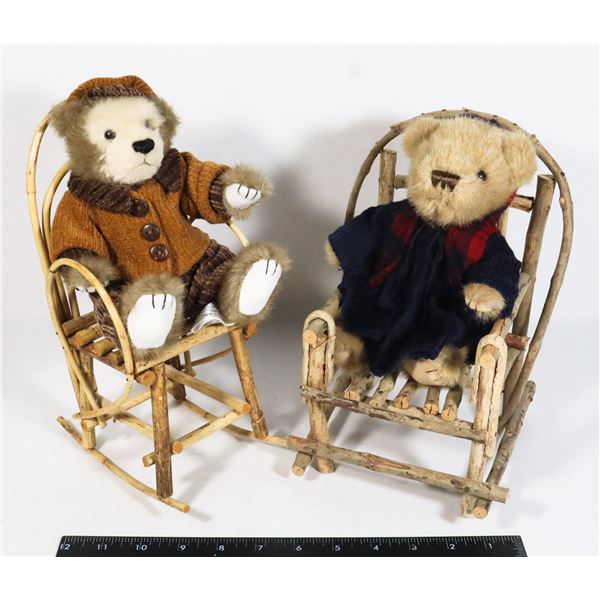 TWO TEDDY BEARS ON CHAIRS