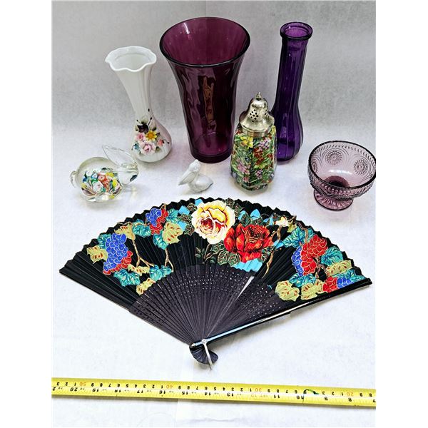 MISC VINTAGE  VASE LOT ETC AS IS