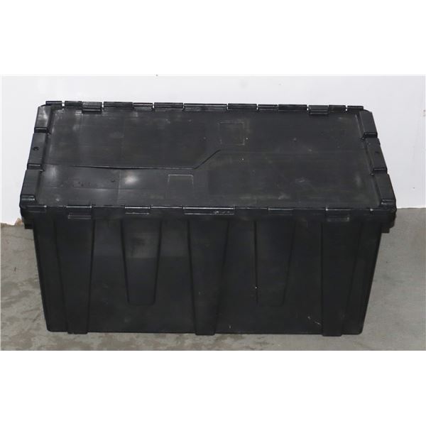 BLACK TOTE, LID ATTACHED