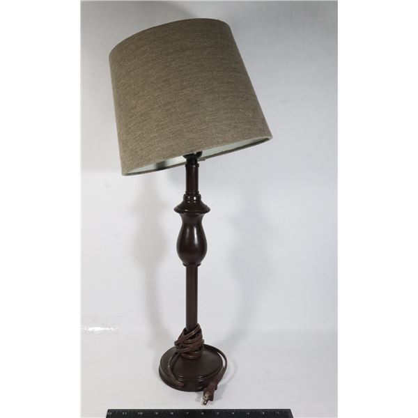SMALL TABLE LAMP WITH SHADE AND BLUE BULB