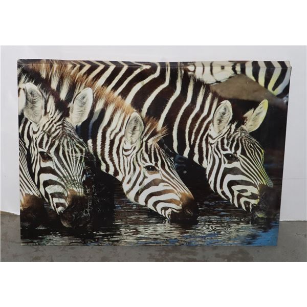 ZEBRA CANVAS PICTURE, APPROX 27" X 20"