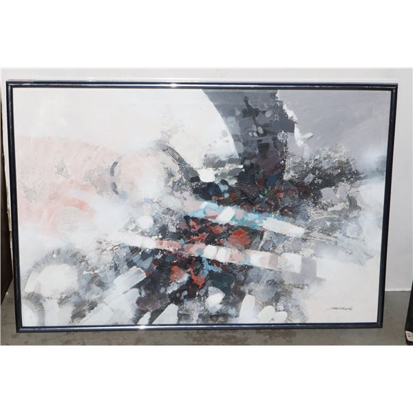 ABSTRACT CANVAS PAINTING SIGNED BY ARTIST