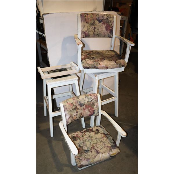 TWO SWIVEL TOP BAR HEIGHT CHAIRS FOR RESTORATION