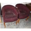 Image 1 : PAIR OF VINTAGE MAROON FABRIC CHAIRS