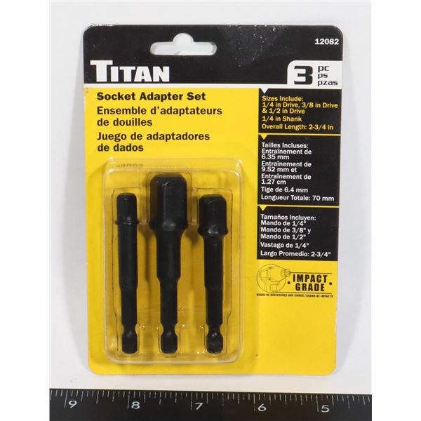 NEW TITAN 3PC SOCKET ADAPTER SET