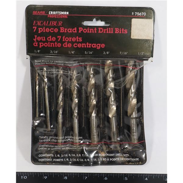 SEARS/ CRAFTSMAN 7PC BRAD POINT DRILL BITS
