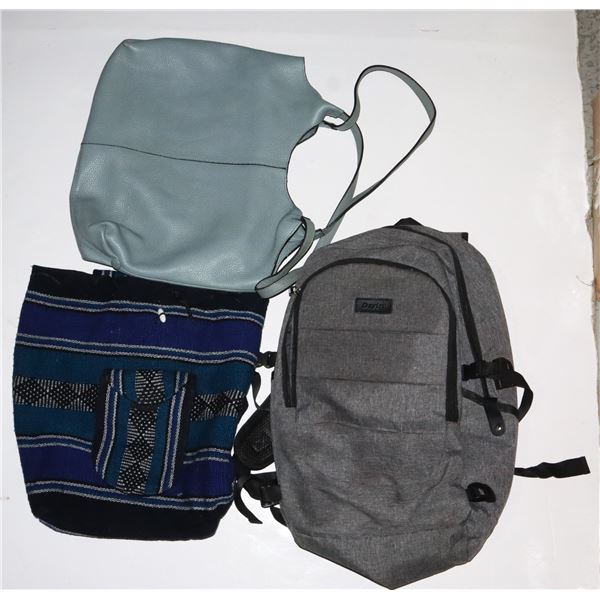 BOX OF 3 ASSORTED BAGS AND PURSES