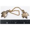 Image 1 : VINTAGE MAPLE LEAF TIE CLIP CHAIN ETCHED GOLD TONE
