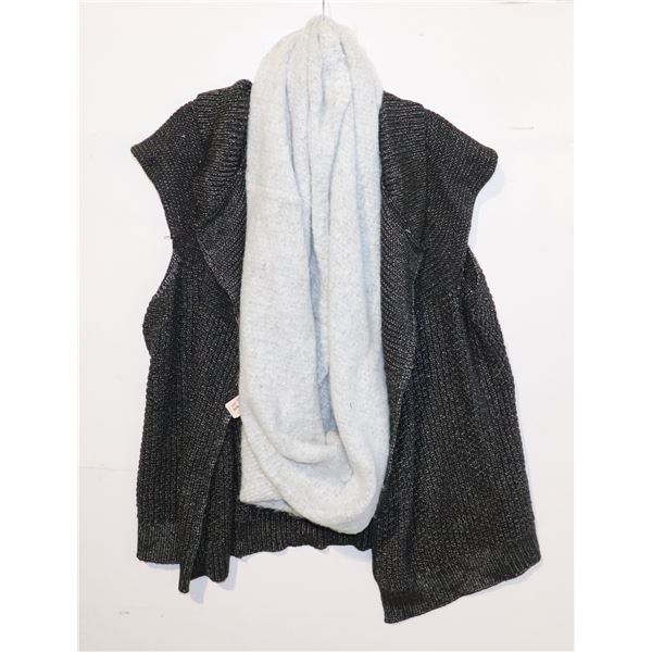 WOMENS KNITTED VEST AND INFINITY SCARF