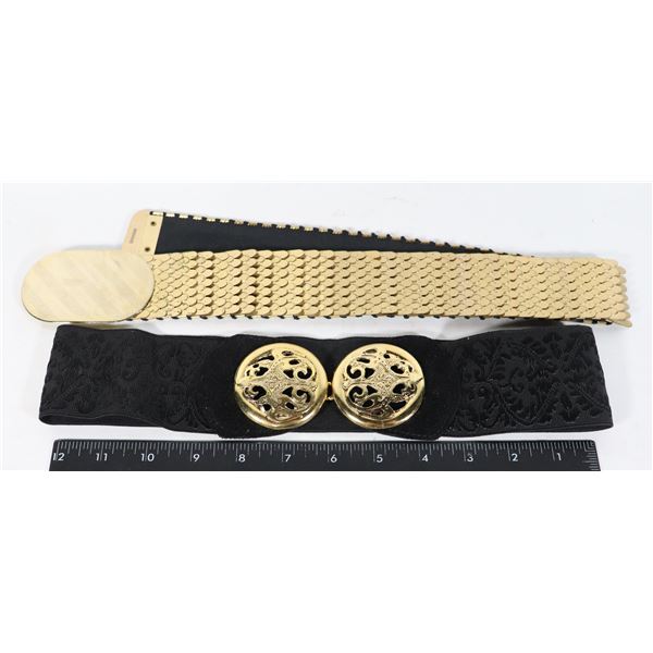 2 CINCHING BELTS WITH GOLD ACCENTS