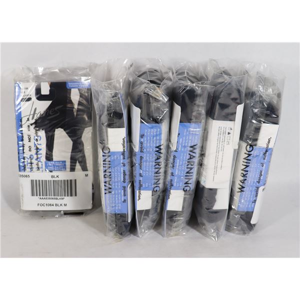 6 NEW PAIRS OF BLACK SIZE MEDIUM HANES SHEER TIGHT