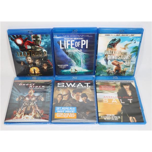 BLU-RAY LOT OF SIX MOVIES INCLUDING SEALED COPIES