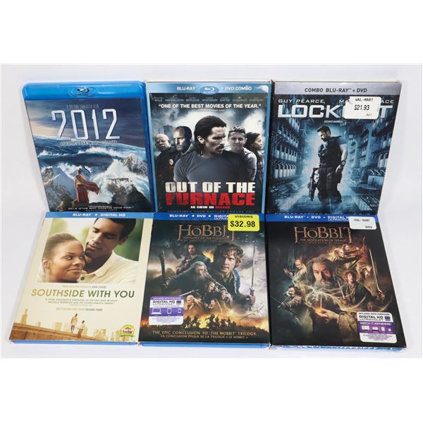 BLU-RAY LOT OF SIX MOVIES INCLUDING A SEALED COPY