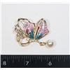 Image 1 : NEW RHINESTONE PINK/BLUE WINGED BUTTERFLY BROOCH
