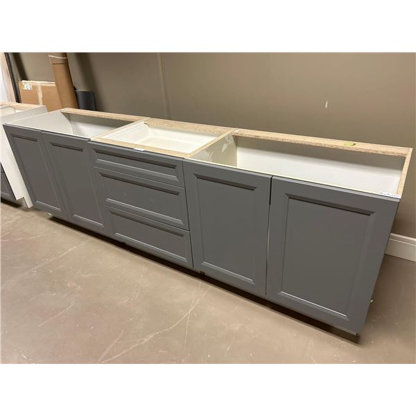 Grey Base Cabinets Lot of 3 total width 99 inches