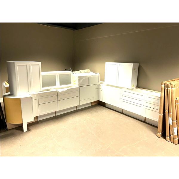 NEW White Kitchen Cabinet Set 12 pieces,  includes all trim and panels as pictured