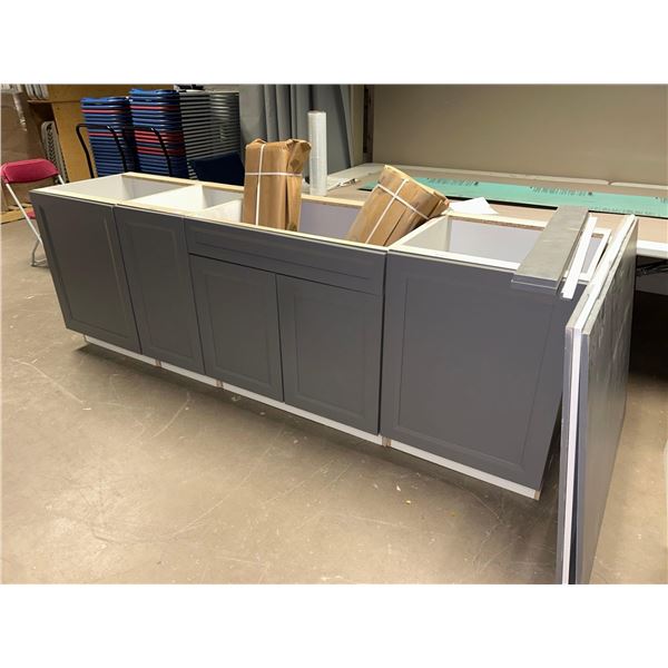 Grey Base cabinet Set Lot of 4 pieces includes assorted trim and panels