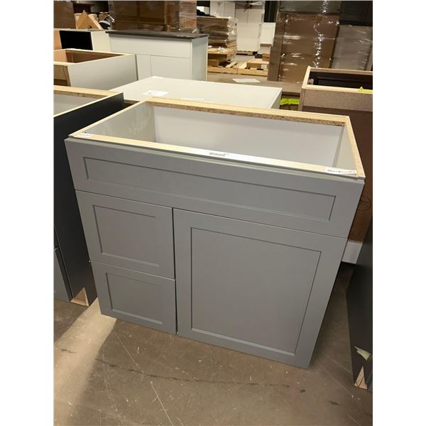Grey Vanity Base Sink Cabinet 30 inch with left hand drawers