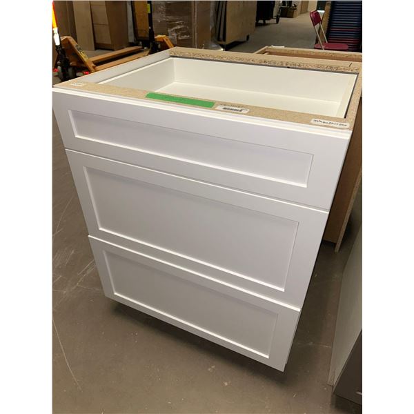 White 3 Drawer Shaker Base Cabinet 27W