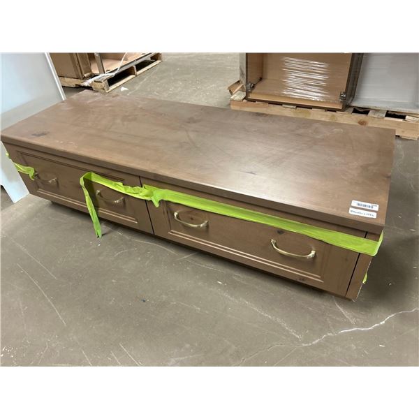 Maple Custom Entertainment Platform with 2 drawers 18H x 61W x 22D