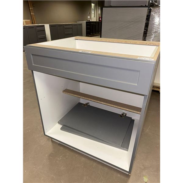 Grey 2 Door Base Cabinet 30W doors inside