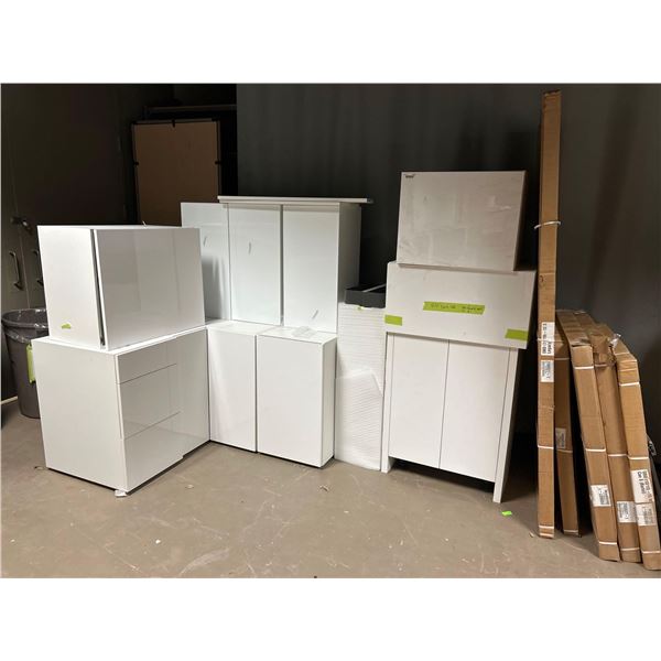 White Euro Style Kitchen Cabinet Set 10 Pieces includes assorted boxed panels and trim
