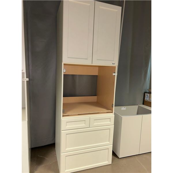 White Shaker Style 2 Door, 3 Drawer Oven/Pantry Cabinet 87Hx30Wx24D
