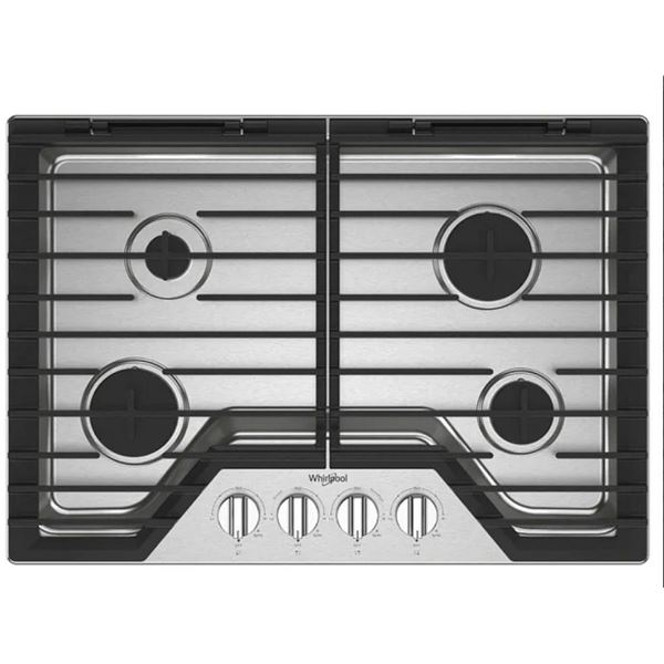 Whirlpool WCGK5030PS Gas Cooktop, 30 inch Exterior Width, 4 Burners, Stainless Steel colour -PICK UP