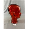 Image 2 : Vintage 11.5" H. Red Glass Wig Holder Head