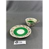 Image 2 : Green and Gold Aynsley Cup and Saucer