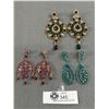 Image 1 : 3 Pairs Large Vintage Rhinestone Earrings