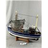 Image 1 : Interesting Detailed Wood Fishing Boat. Approx. 13.5" H x 16" L