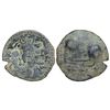 Image 1 : India : Hunnic Tribes, Western Turk Period, Late 7th Century, AE Drachm with Two Countermarks.